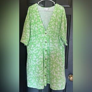 ASOS Curve Lime Floral V-Neck Dress